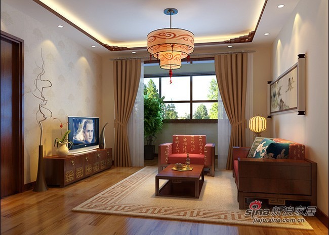 中式 三居 客厅图片来自用户1907658205在115平3居室新中式舒适爱家35的分享