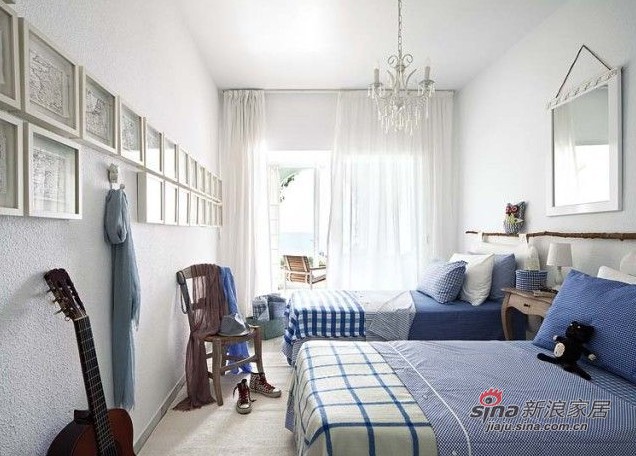 地中海 loft 卧室图片来自用户2757320995在85平米海蓝色空间清新Loft54的分享
