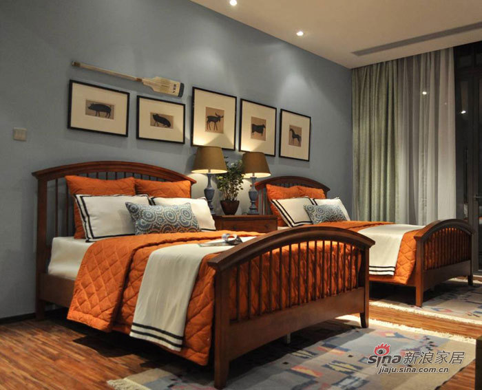 美式 别墅 卧室图片来自用户1907686233在450平色彩美式温馨自在家84的分享