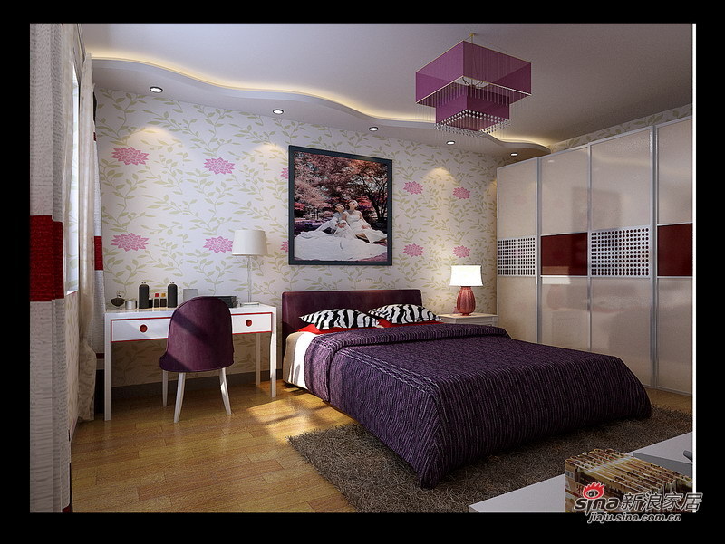 简约 二居 卧室图片来自用户2738813661在2万装98㎡红色个性婚房设计99的分享