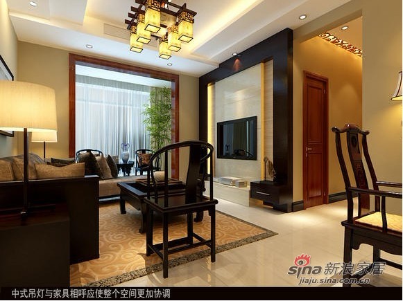 中式 三居 客厅图片来自用户1907659705在新中式诠释127平米典雅舒适生活34的分享