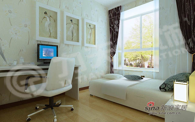 简约 二居 卧室图片来自阳光力天装饰在蓝灰色基调的简约风格83的分享