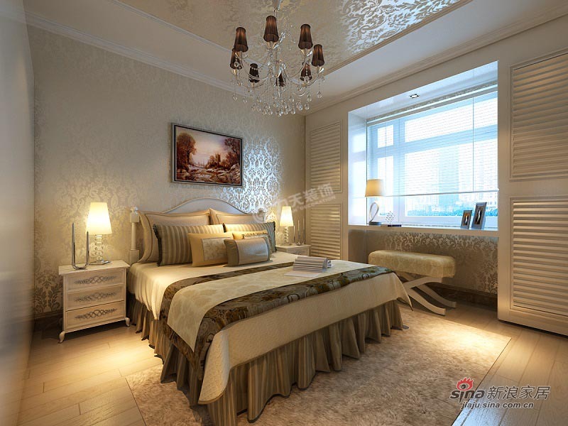 欧式 二居 卧室图片来自阳光力天装饰在美震瑞景时代72㎡-2室2厅1卫1厨-欧式风格29的分享