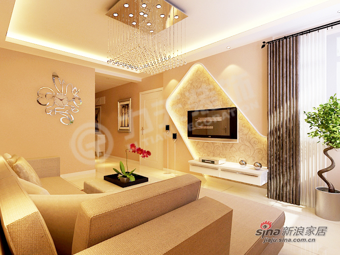 简约 二居 客厅图片来自阳光力天装饰在华城佳苑86平米两居23的分享