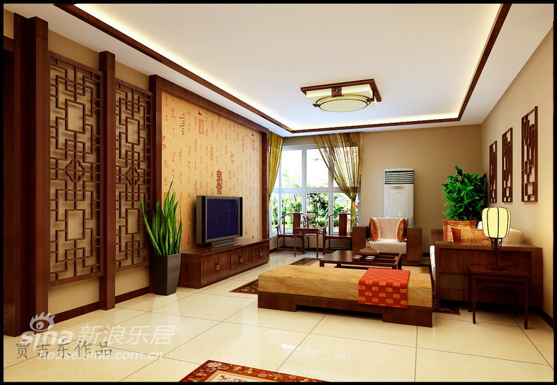 简约 一居 客厅图片来自用户2738820801在新中式风格 橙色时光家园23的分享