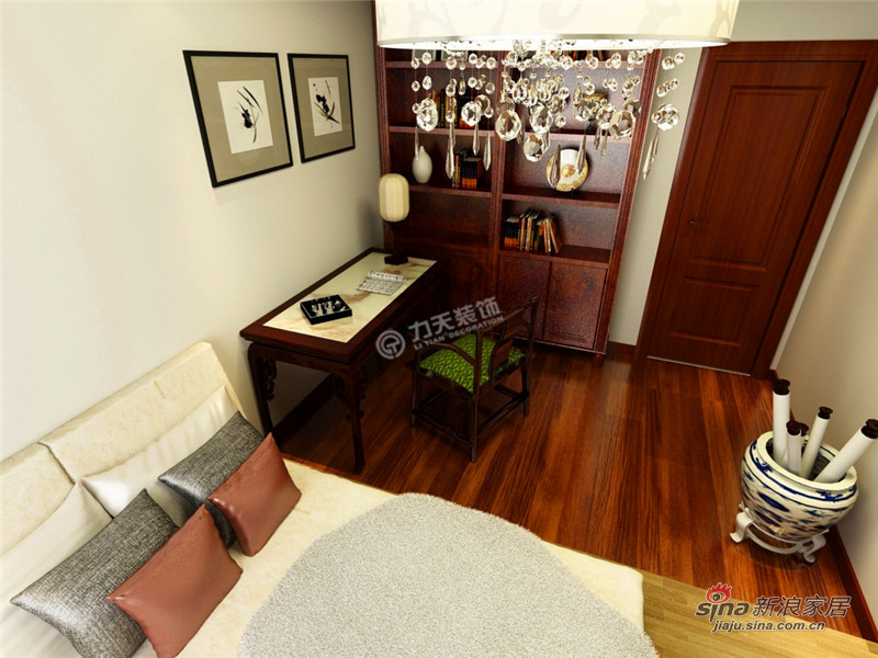 中式 三居 卧室图片来自阳光力天装饰在140㎡-三室一厅一卫-新中式风格34的分享