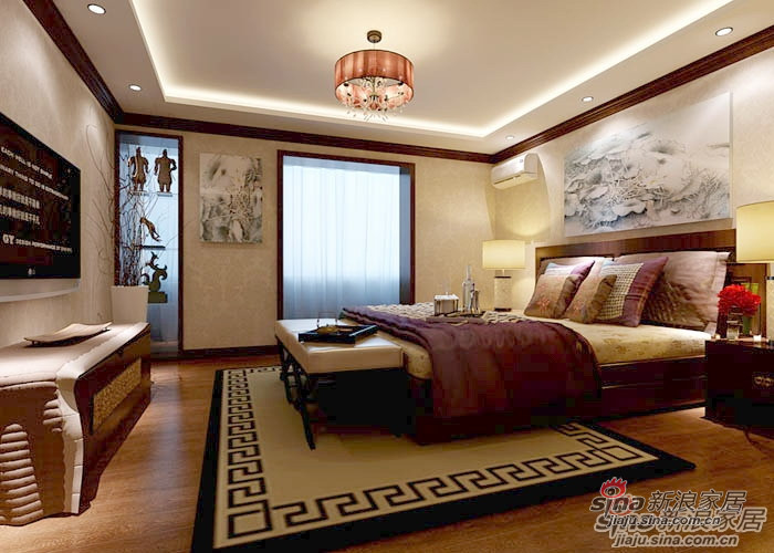 中式 别墅 卧室图片来自用户1907661335在新中式风格缔造碧湖居200平米公寓43的分享