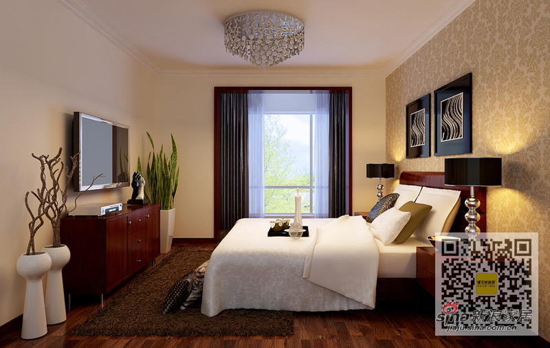 简约 三居 卧室图片来自用户2739153147在上林溪110平现代简约风格31的分享