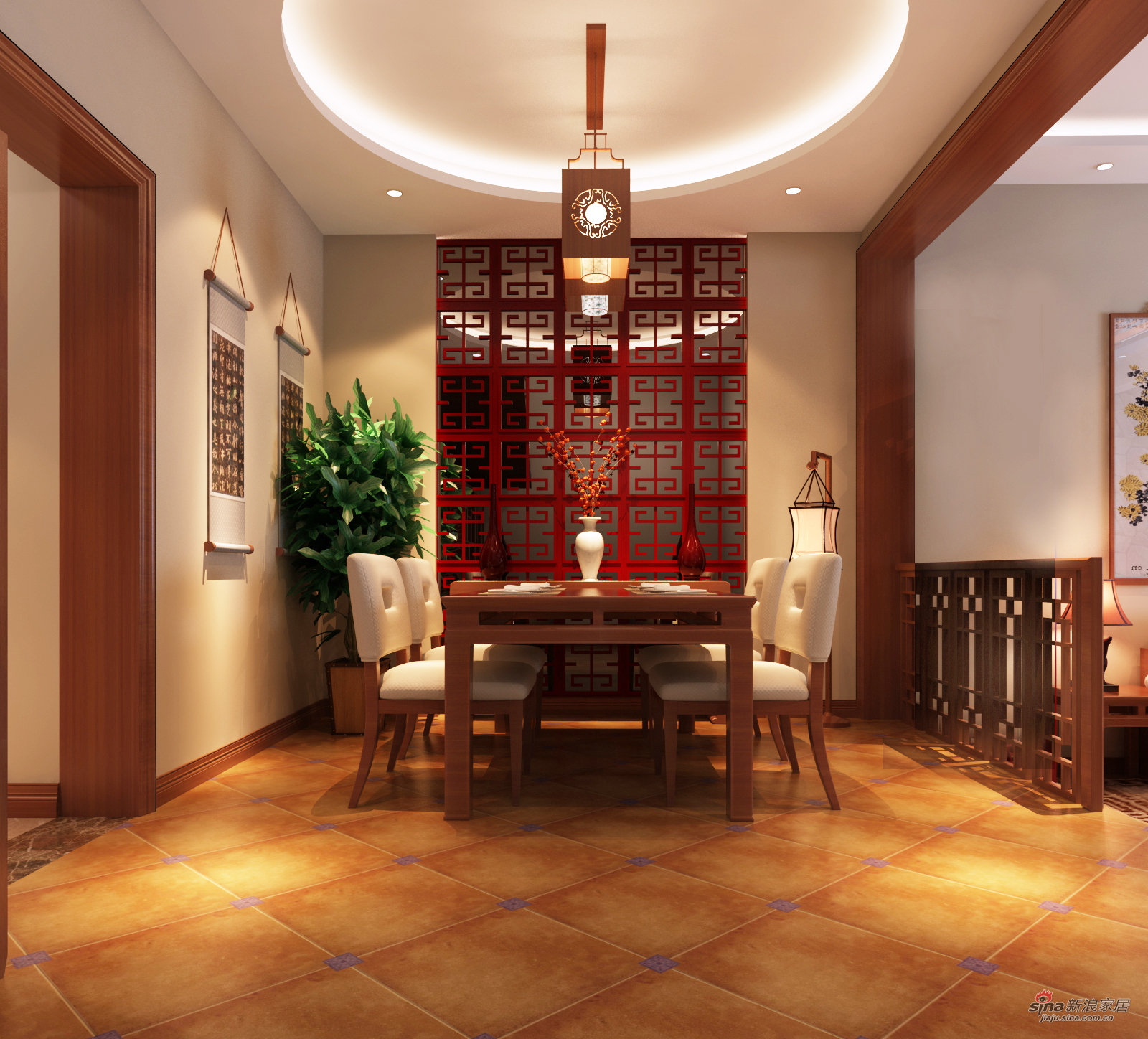 中式 别墅 餐厅图片来自用户1907662981在新中式320平米别墅典雅风格31的分享