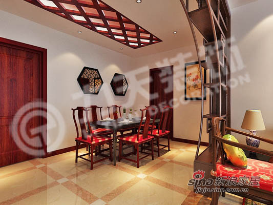 中式 二居 餐厅图片来自阳光力天装饰在中式花格月亮门12的分享