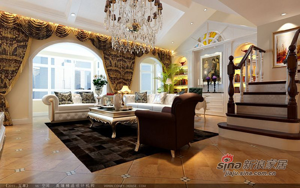 欧式 复式 客厅图片来自用户2746953981在160㎡经典温馨复式楼，简洁大气24的分享
