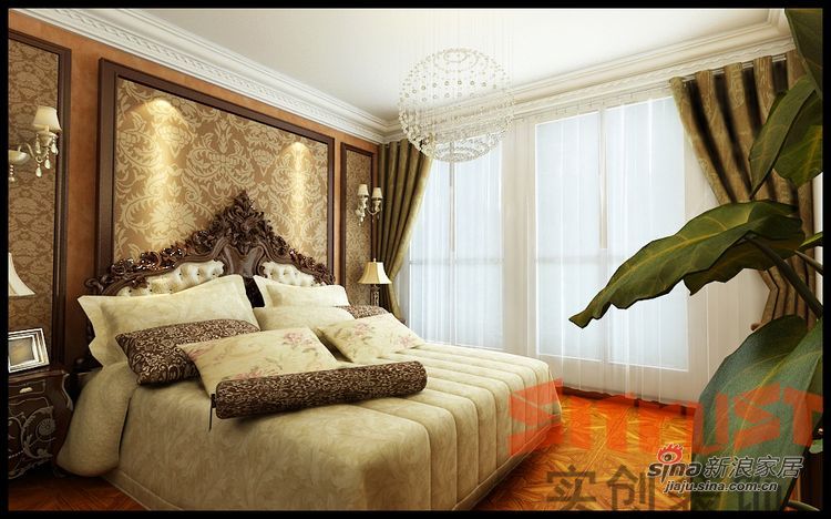 欧式 三居 卧室图片来自用户2772873991在远见暖色简欧式168平三居室49的分享
