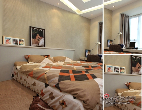 现代 三居 卧室图片来自用户2765170907在6万装棕色低调80平三居新房61的分享