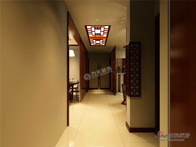 中式 三居 玄关图片来自阳光力天装饰在140㎡-三室一厅一卫-新中式风格34的分享