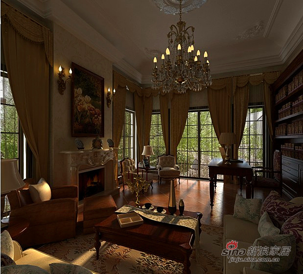 美式 别墅 客厅图片来自用户1907685403在460平美式乡村别墅66的分享