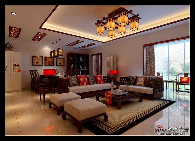 中式 三居 客厅图片来自用户1907661335在140平中式规整，静谧古韵3居设计37的分享