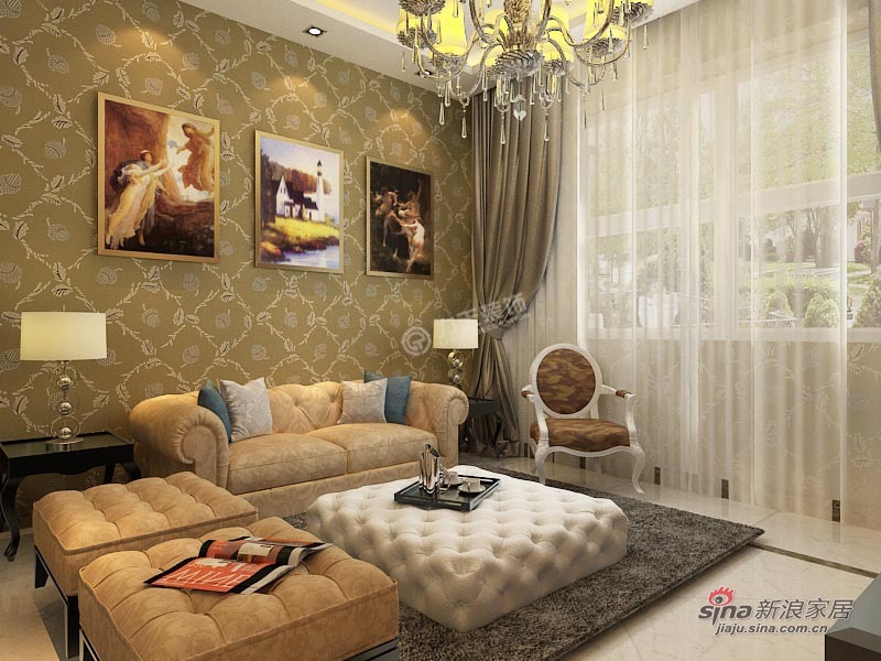 欧式 二居 客厅图片来自阳光力天装饰在美震瑞景时代72㎡-2室2厅1卫1厨-欧式风格29的分享