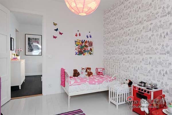 北欧 二居 儿童房图片来自佰辰生活装饰在白领夫妻85平北欧风格两居室78的分享