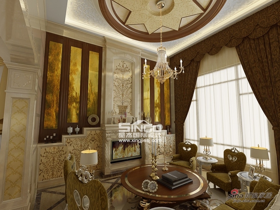 欧式 别墅 客厅图片来自用户2772873991在星杰国际设计60万装300㎡别墅欧式风格13的分享