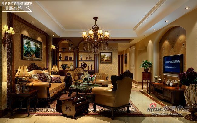 中式 三居 客厅图片来自用户1907659705在8万打造120平现代中式古典家40的分享