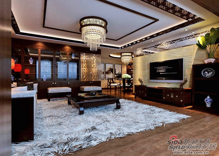 中式 别墅 客厅图片来自用户1907661335在新中式风格缔造碧湖居200平米公寓43的分享
