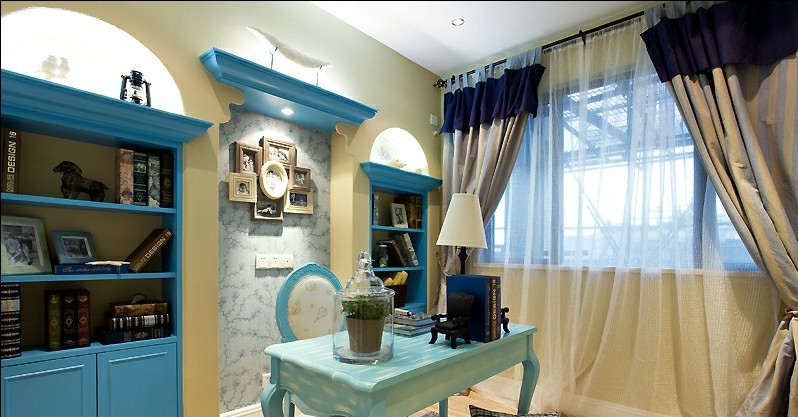 地中海 三居 书房图片来自用户2757320995在130平地中海风格装修 享受蓝色清新家31的分享