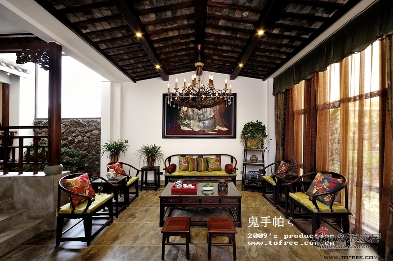 中式 别墅 客厅图片来自用户1907661335在且听风吟 20万精雕240平红木家俬12的分享