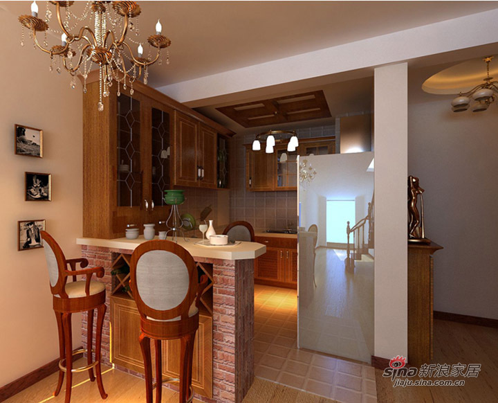 美式 别墅 厨房图片来自用户1907685403在9.85万元150平美式装修案例31的分享
