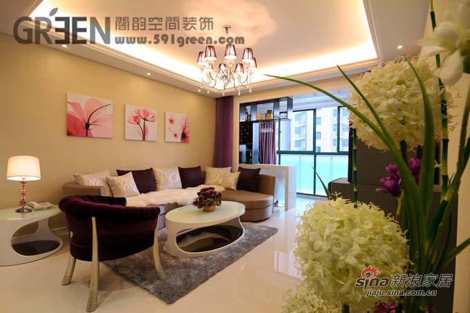 欧式 二居 客厅图片来自阁韵空间装饰在紫色馨香38的分享