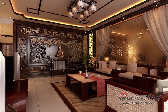 中式 三居 客厅图片来自用户1907662981在150平古朴中式诠释静谧馨香三居16的分享