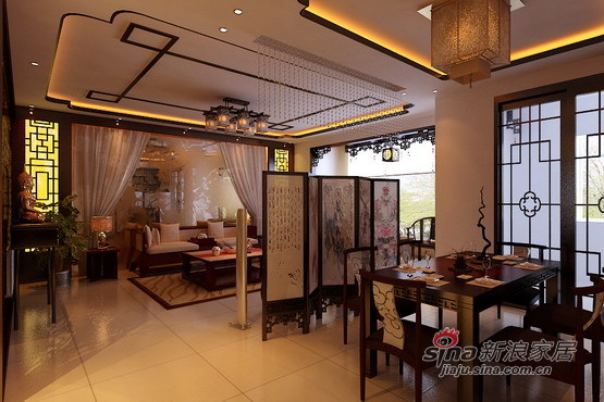 中式 三居 餐厅图片来自用户1907662981在150平古朴中式诠释静谧馨香三居16的分享
