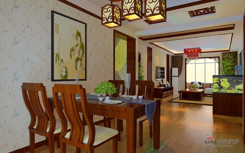 中式 三居 餐厅图片来自用户1907696363在中式文雅140平四居室46的分享