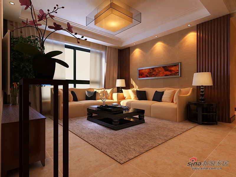 中式 四居 客厅图片来自用户1907661335在【高清】5.5万打造165平现代中式四居室17的分享