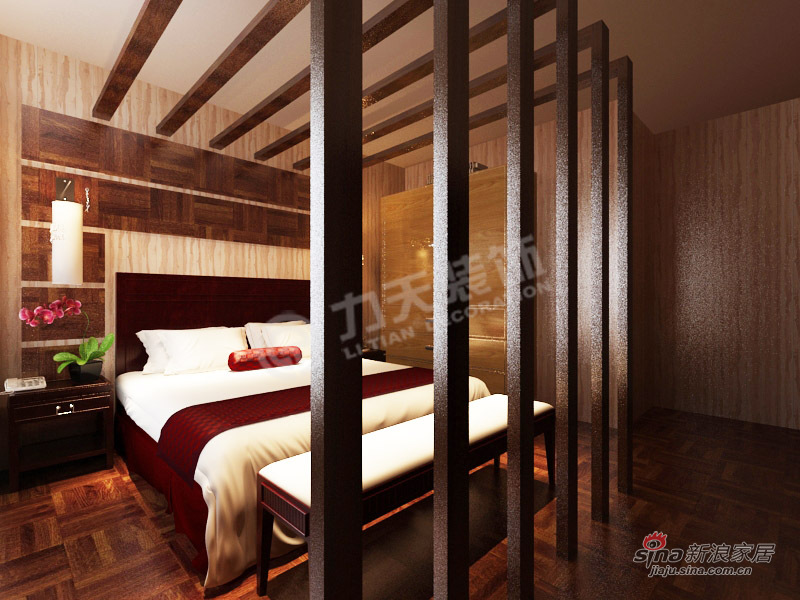 中式 二居 卧室图片来自阳光力天装饰在荔城公馆-2室2厅1卫1厨-新中式58的分享