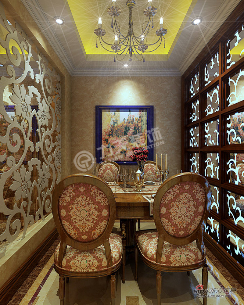 新古典 二居 餐厅图片来自阳光力天装饰在融创君澜-2室2厅1卫1厨-典雅主义54的分享