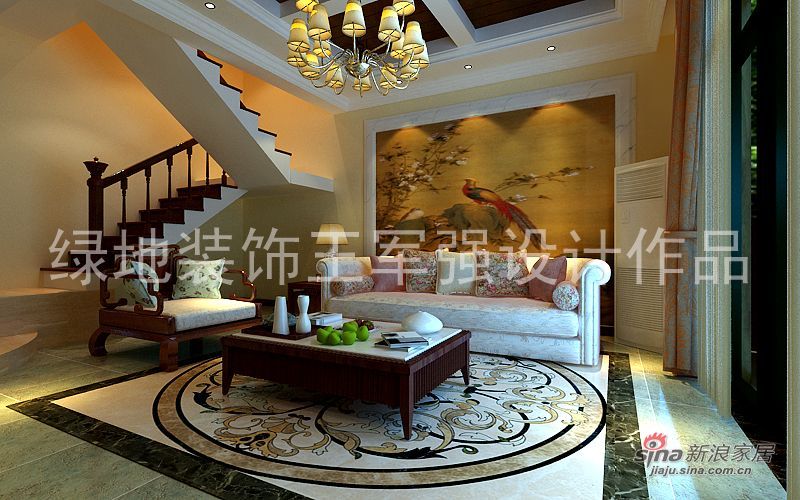 欧式 复式 客厅图片来自用户2746953981在龙泊圣地新古典风格装修设计效果图赏析15的分享