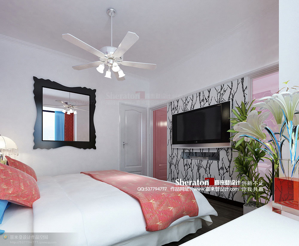混搭 三居 卧室图片来自用户1907689327在《英伦玫瑰》---佛山95平米三居室设计11的分享