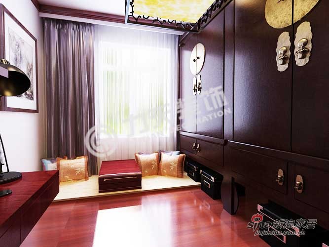 中式 三居 卧室图片来自阳光力天装饰在北宁湾-3室2厅2卫1厨-125㎡-中式风格36的分享