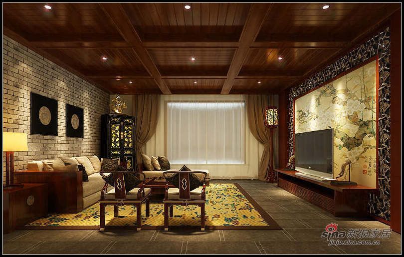 中式 别墅 客厅图片来自用户1907696363在600平中式现代古典混搭别墅49的分享