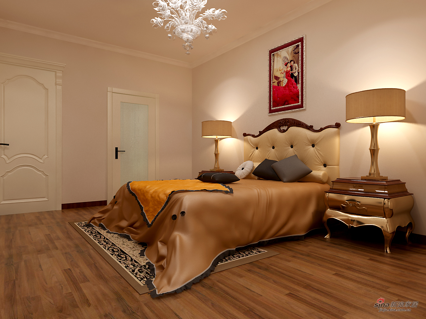 欧式 三居 卧室图片来自用户2757317061在润园翡翠城，欧式装修设计65的分享