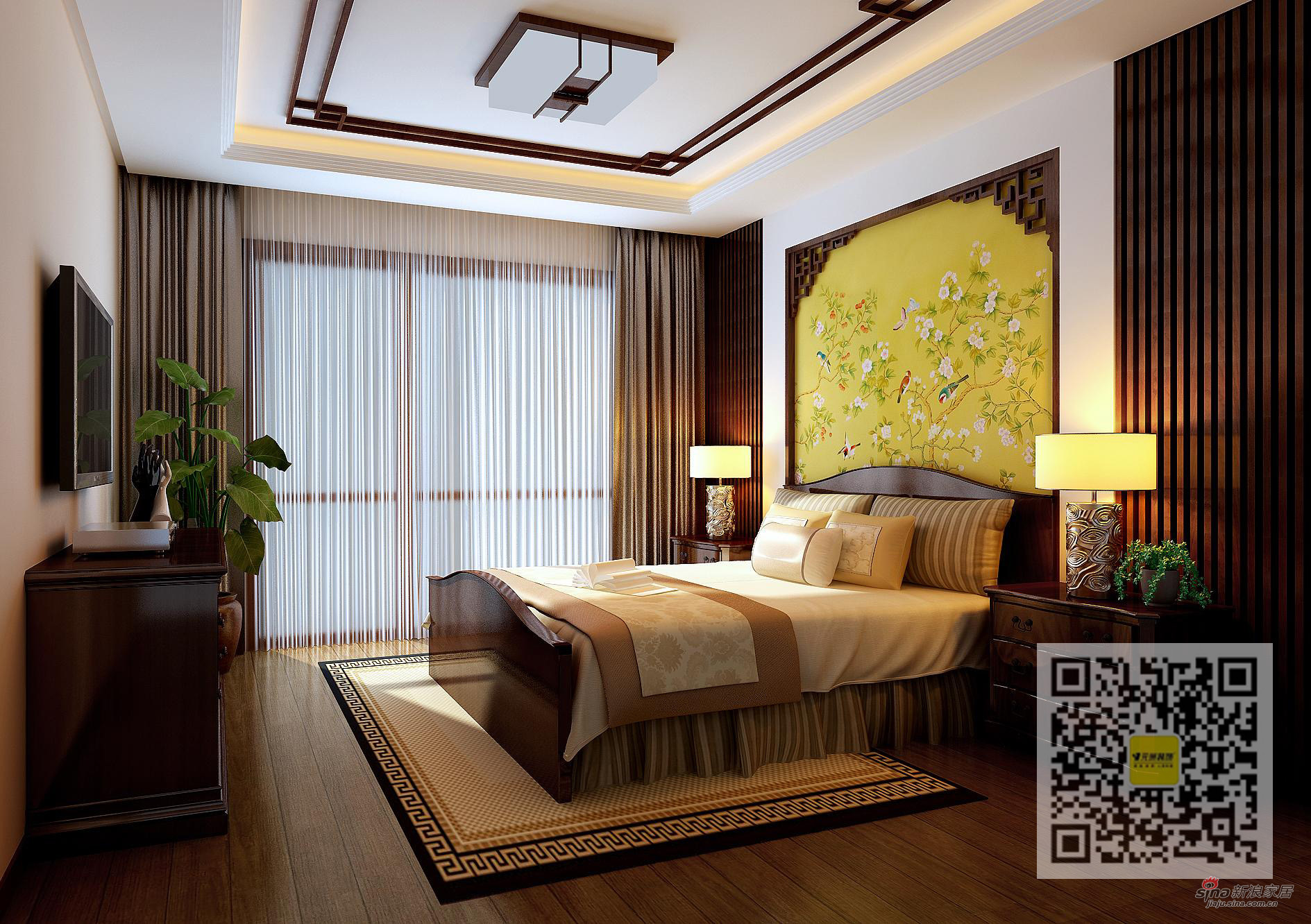 中式 四居 卧室图片来自用户1907658205在中式风格四居室88的分享