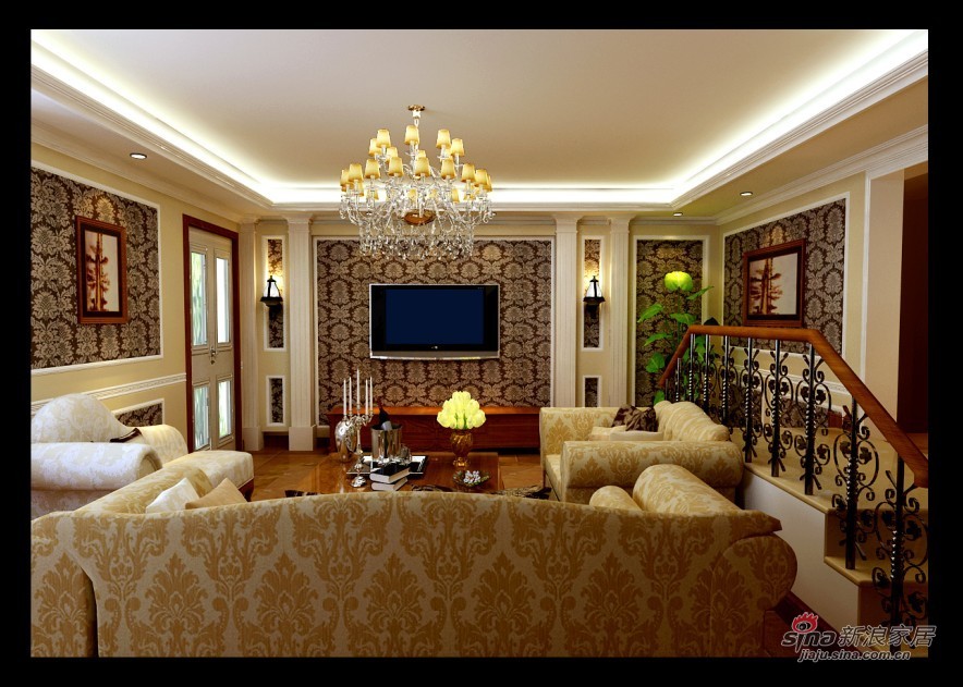 欧式 别墅 客厅图片来自用户2557013183在30万缔造240平华丽欧式美居25的分享