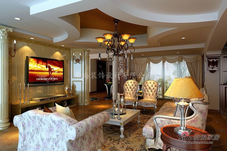 美式 别墅 客厅图片来自用户1907686233在轻松舒适的400平美式风格34的分享