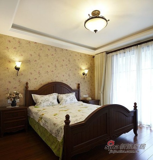 美式 四居 卧室图片来自用户1907686233在半包7万2装128平美式四居18的分享