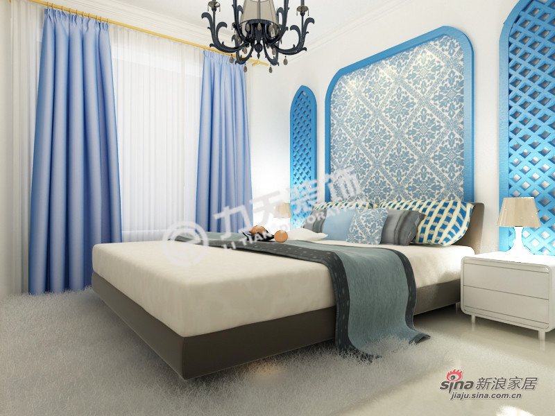 地中海 三居 卧室图片来自阳光力天装饰在旭辉澜郡-3室2厅1卫1厨-地中海风格28的分享