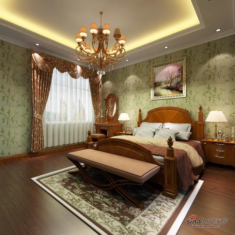 美式 别墅 卧室图片来自用户1907685403在天津别墅装修样板间_设计风格20的分享