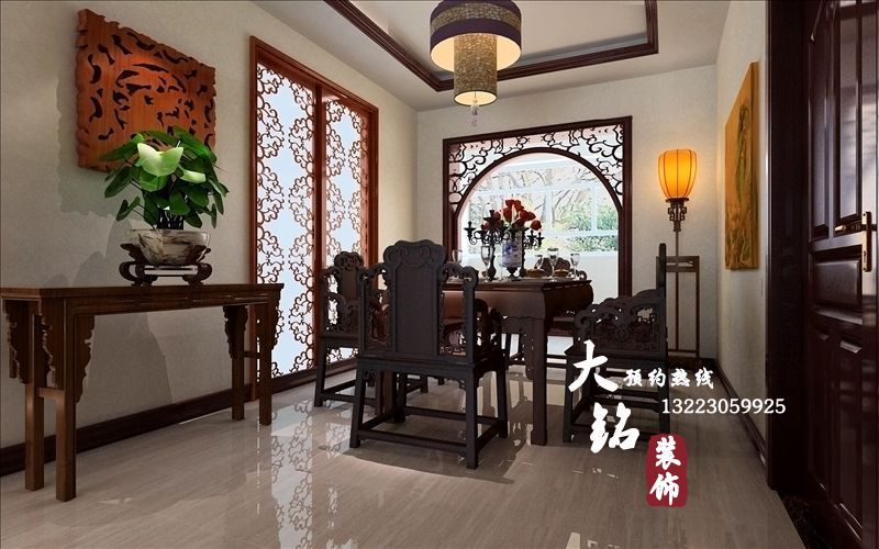 中式 四居 餐厅图片来自用户1907659705在中式家庭设计装修,中式装修效果图91的分享