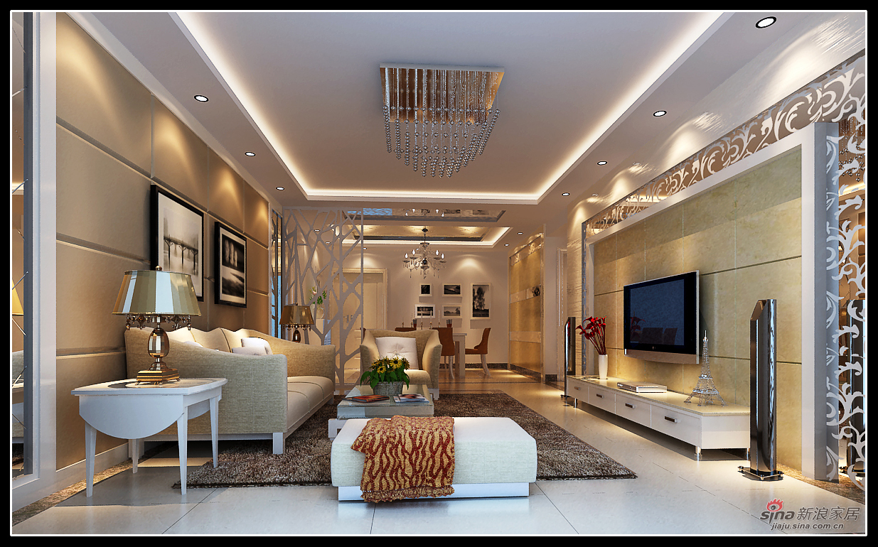 欧式 三居 客厅图片来自用户2746889121在101平欧式风格设计53的分享