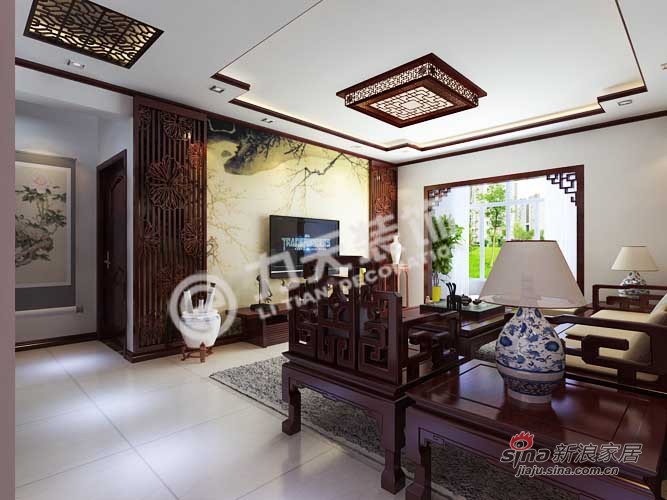 中式 三居 客厅图片来自阳光力天装饰在北宁湾-3室2厅2卫1厨-125㎡-中式风格36的分享