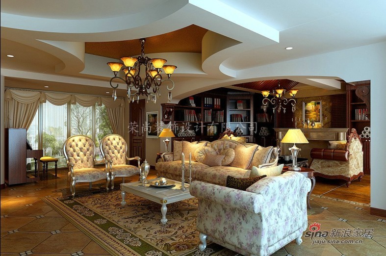 美式 别墅 客厅图片来自用户1907686233在轻松舒适的400平美式风格34的分享